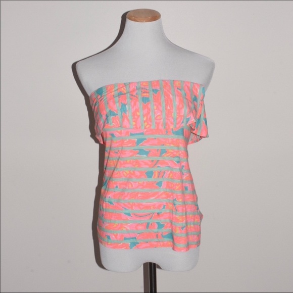 EUC Lilly Pulitzer Wakely Ruffle Tube Top - Picture 3 of 6